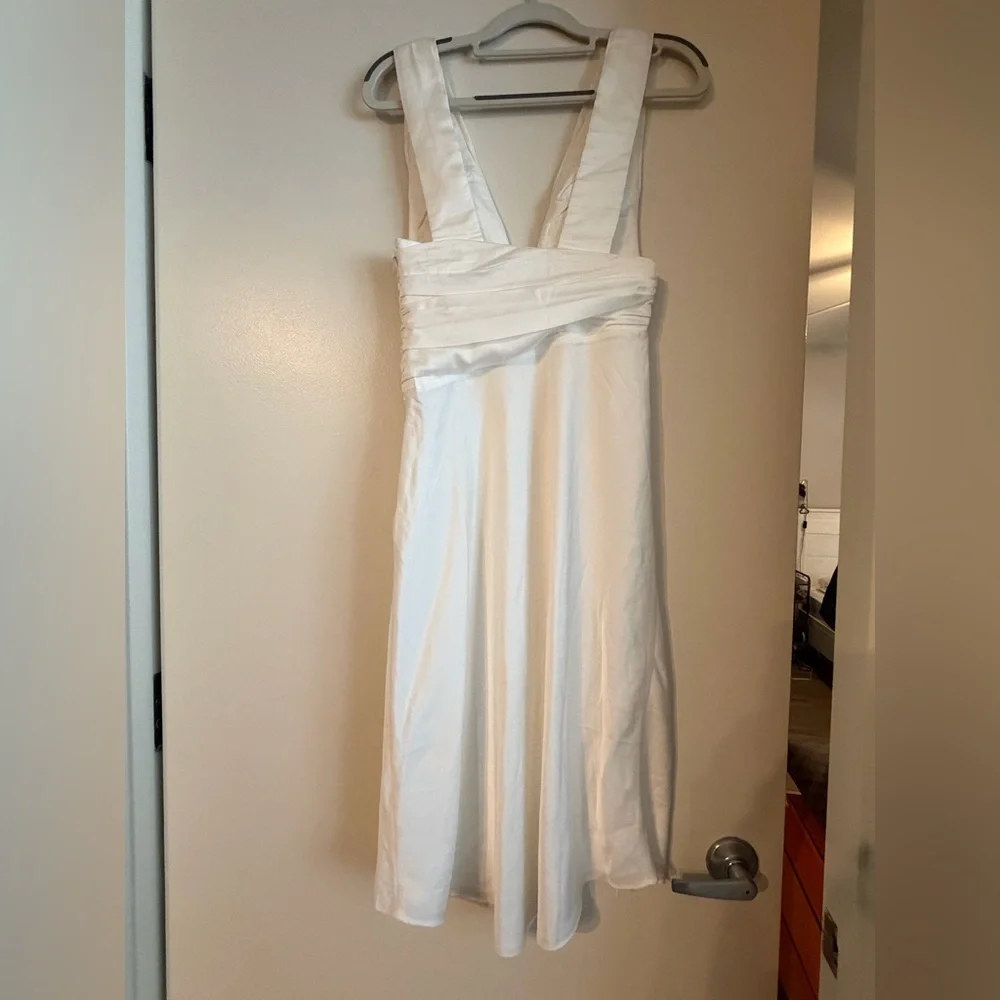 DANIELLE GUIZIO White Slit Satin Dress - Picture 4 of 9